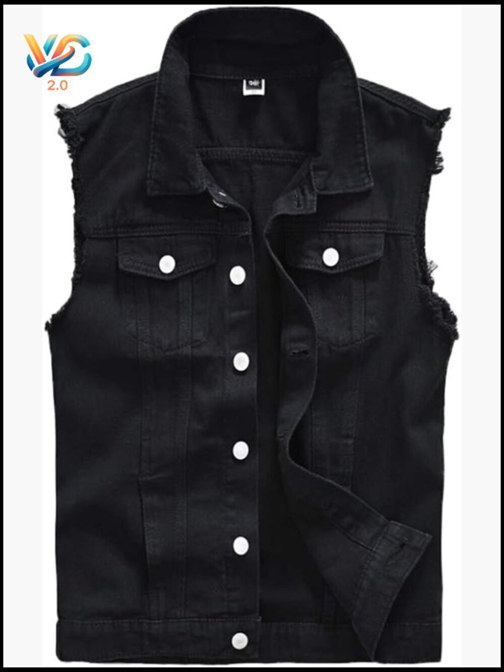 Men's Sleeveless Ripped Denim Vest Slim Fit Button Down Casual Jacket